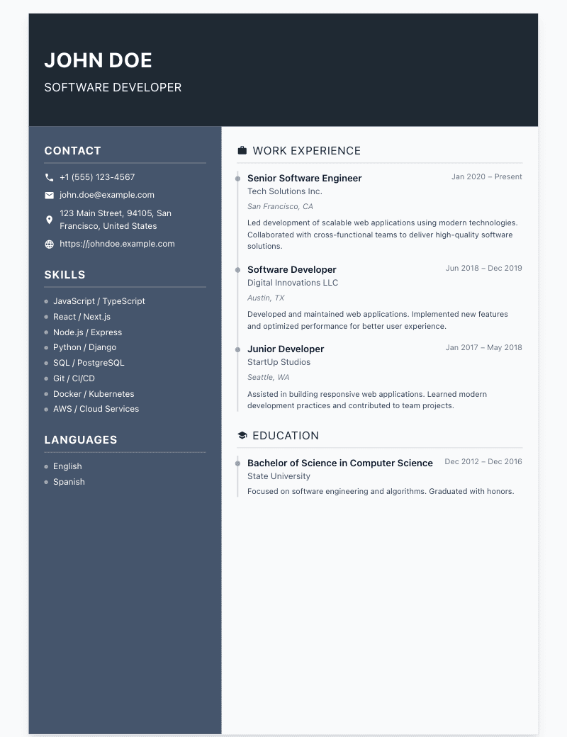 Klassisches zweispaltiges Layout mit Seitenleiste und Hauptinhalt.